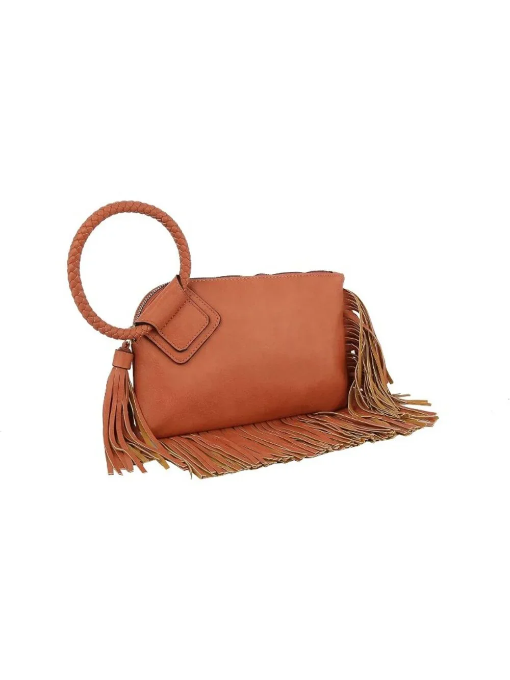 Women Coral Fringe Leather Formal Purse Wristlet Wallet Casual Evening Handbag